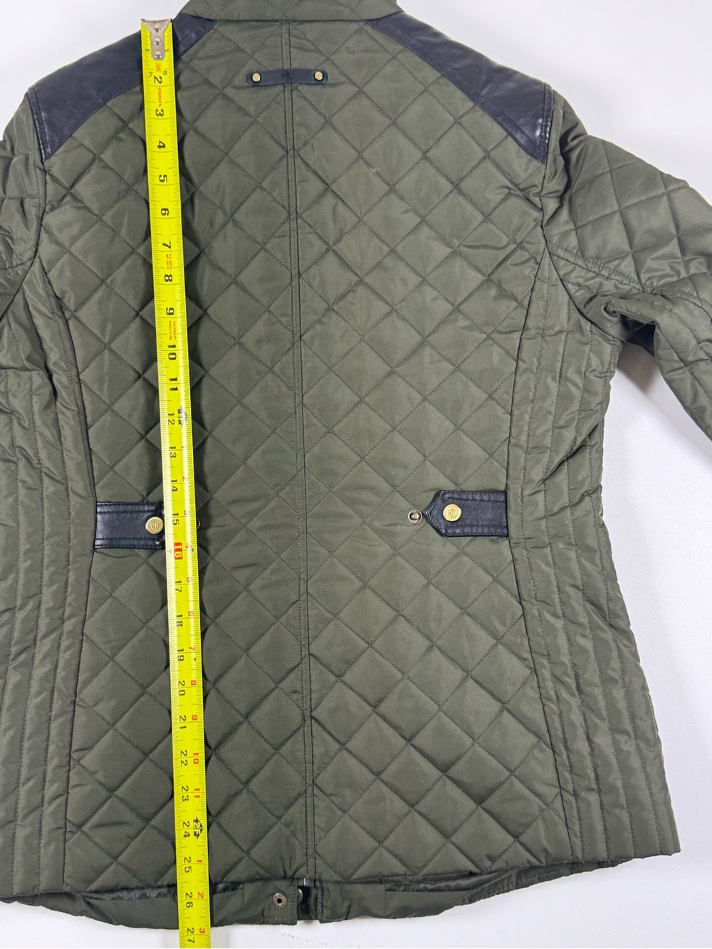 Ralph Lauren Quilted Olive Green Puffer with Black Trim - Picture 11 of 11